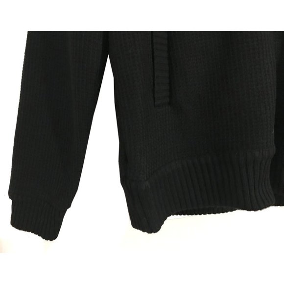 Men's Winter Quilted Fur-Lined Full-Zip Warm Sweater Hoodie Jacket, Black, L - Picture 8 of 10